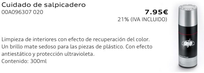 Cuidado para el salpicadero